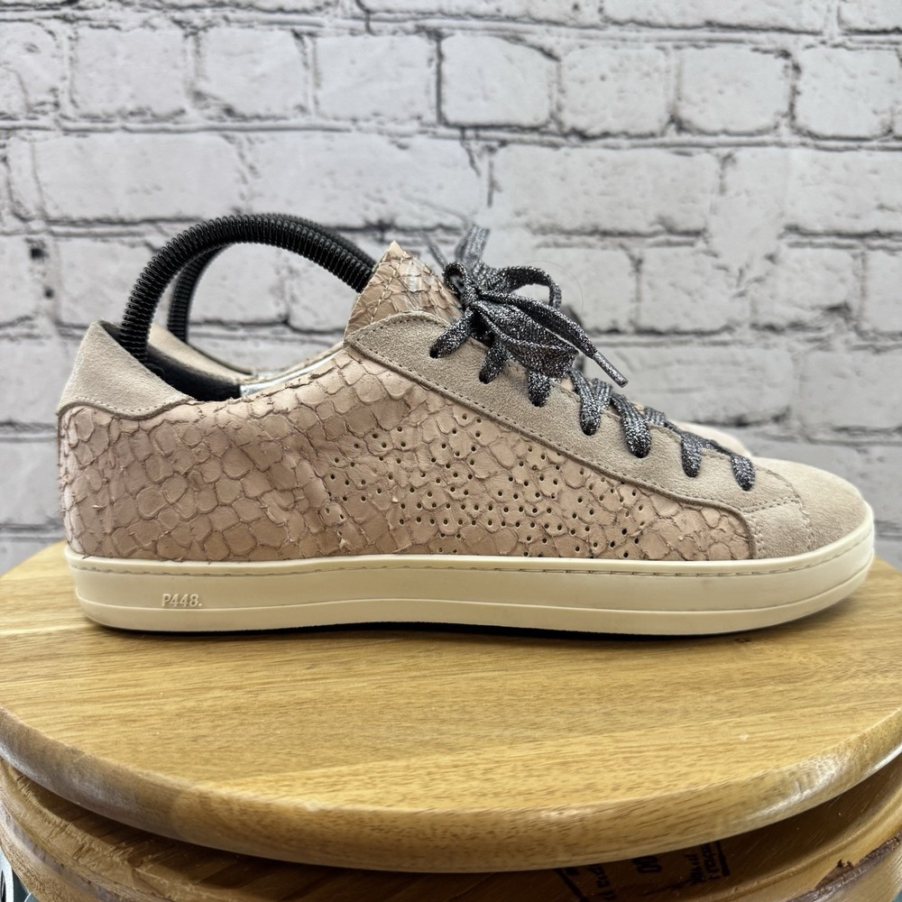 P448 John Pink Python Low Top Sneaker Made In Ita… - image 4